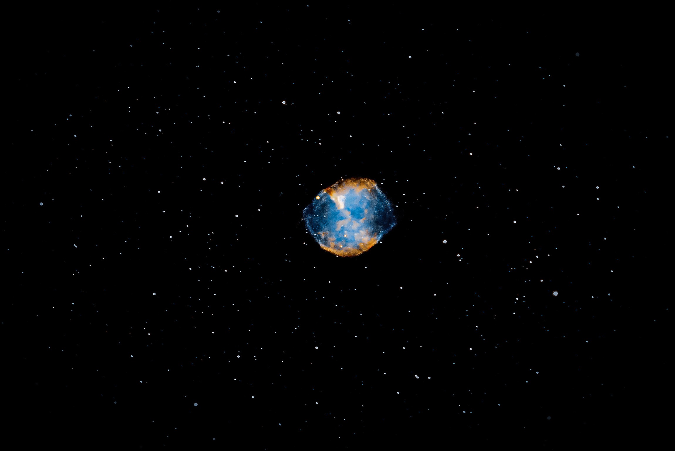 “Dumbbell Nebula” discovered in 1764, one thousand two hundred light years away in the constellation Vulpecula.The Nebula is formed from old star that has shed its outer layers in glowing display of colors.