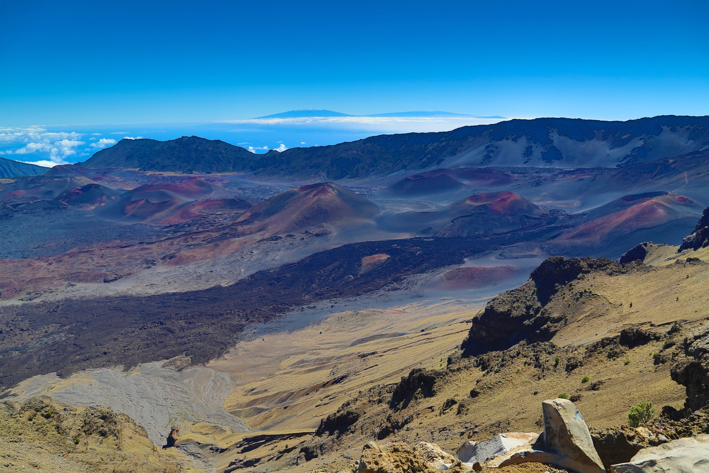 Maui Hawaii,  Haleakala National Park features stunning landscape of Mars like red desert and rocks.